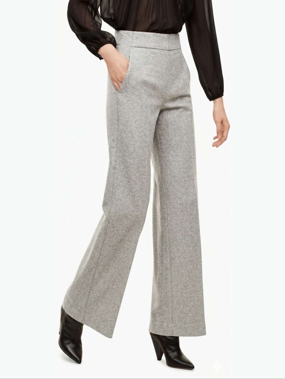 Aritzia Wilfred Wide Leg Halley Pants Wool Cashmere Blend Size 4 Neutral Office